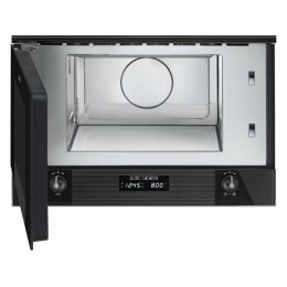 СВЧ-печь SMEG MP122B3 60 см, стекло Deep Black, 22 л, 6 функций, 2 LED-дисплея, SKU 26826