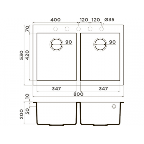 Мойка Omoikiri Bosen 80-2-WH Tetogranit/белый (4993839)