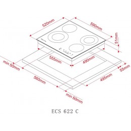Варочная панель Kuppersberg ECS 622 C 59 см, бежевый, стеклокерамика, SKU 24132