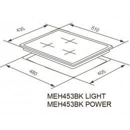 Варочная панель MEFERI MEH453BK LIGHT 44 см, черная, стеклокерамика, 3 конфорки, сенсорное управление, таймер, SKU 29532.