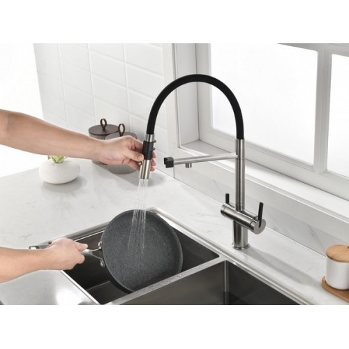 Смеситель Paulmark Gravity GR213888-BS из брашированной стали - стиль и надежность для вашей кухни