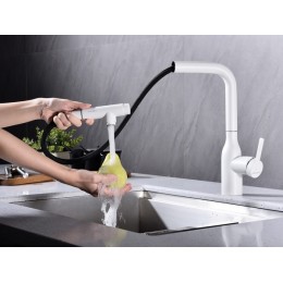 Смеситель Paulmark Viper Vi213105-WH (22748), однорычажный, белый матовый, латунь, вытяжной шланг
