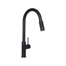 Смеситель Longran Techno LM2171 Black, SKU 25350, нержавеющая сталь, высокий излив, выдвижной, фильтр воды.