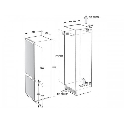 Холодильник Gorenje NRKI517E82WF - Встраиваемая Модель с Энергоэффективностью A++