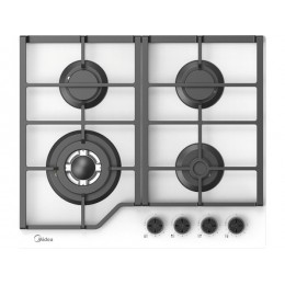 Варочная панель Midea MG697TGW газовая 60 см, 4 конфорки, белая, стекло, SKU 30152