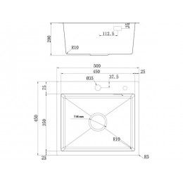 Мойка Ukinox 35254 Практика PRB500.450, нерж. сталь, 1 чаша, 500х450 мм