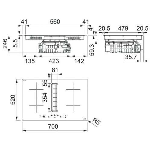 Варочная панель Franke FSM 7072 4RC R HI с вытяжкой - индукционная 340.0731.893