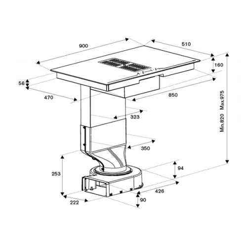 Варочная панель Bertazzoni P904ICHNE индукционная с вытяжкой - купить в интернет-магазине по лучшей цене
