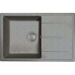 Мойка 21169 Dr.Gans Gelcoat Оливия 740 черный, мрамор, 1 чаша, крыло, перелив, 740х480 мм