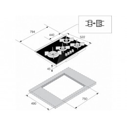 Варочная панель ASKO HG8843BGB1 газовая 79.4 см, 3 конфорки A+, Wok Fusion, SKU 26569