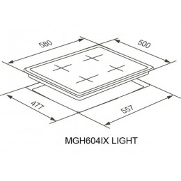 Варочная панель MEFERI MGH604IX LIGHT газовая 58 см, нержавеющая сталь, 4 конфорки, SKU 29473
