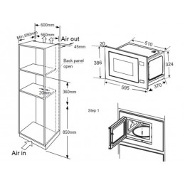 СВЧ-печь MEFERI MMO6028WH 29374 встраиваемая 60 см, белая, 28 л, 1450 Вт