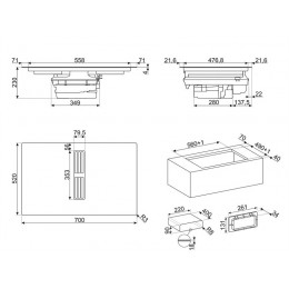 Варочная панель SMEG HOBD472D2 70 см, индукция, черная, 4 зоны, 29674