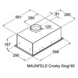 Вытяжка MAUNFELD CROSBY SINGL 60 черный, 850 м3/ч, 48 дБ, SKU 35379