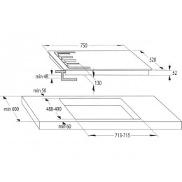 Варочная панель Gorenje GW7C51CLI газовая 75 см, эмаль, 5 конфорок, 11700 Вт, SKU 27380