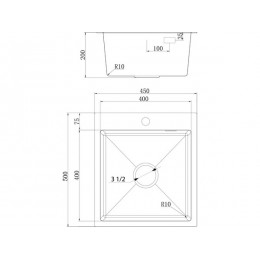 Мойка Ukinox 21888 PRB450.500, нержавеющая сталь, 1 чаша, 450x500 мм