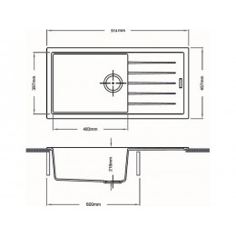 Мойка Longran Ultra ULS914.457 - 27588, гранит, 1 чаша, 914x457 мм, врезная.