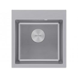 Мойка Paulmark Kante 50 PM105152-GRM, 510x520 мм, гранит, врезная, серый металлик, SKU 23795
