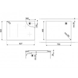 Варочная панель SMEG SISL7844X 35318, индукционная, 82,7 см, черная, 4 зоны, 7400 Вт