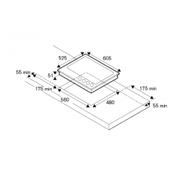 Газовая варочная панель Bertazzoni P604LMODGNE 60 см, черное стекло, 4 конфорки, чугунные решетки, SKU 10121