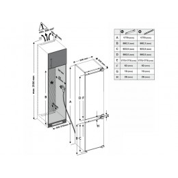 Холодильник Exiteq EXR-202 встраиваемый 54 см, 180 л, Frost Free, A+, SKU 16821