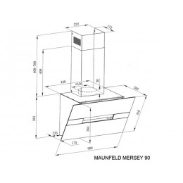 Вытяжка MAUNFELD MERSEY 90 черный, 1050 м3/ч, сенсорное управление, SKU 34531