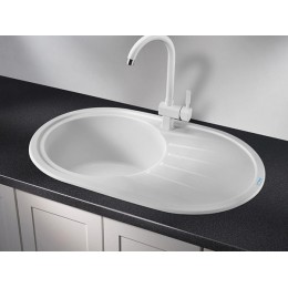 Мойка Granula ST-7601, 37132, овальная, кварц, 760x500 мм, 1 чаша, с крылом