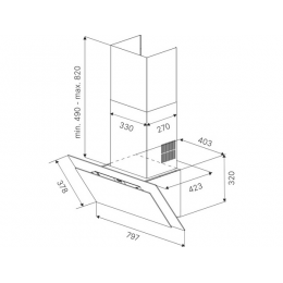 Вытяжка Kuppersbusch DW 8550.0 KSM, 80 см, черное стекло, 411 м³/ч, SKU 32651