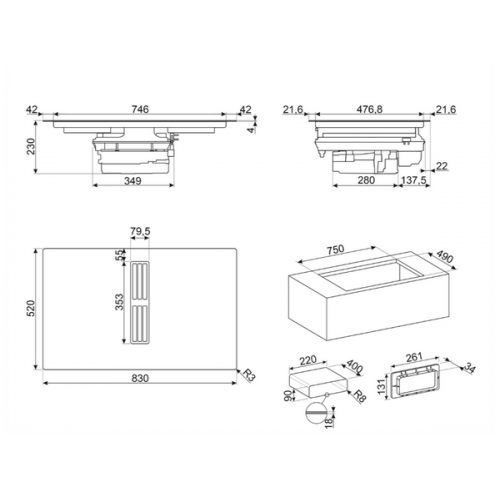 Варочная панель SMEG HOBD682D2 индукционная с вытяжкой - купить по выгодной цене в интернет-магазине