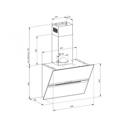 Вытяжка Kuppersberg F 663 B, наклонная 60 см, черная, 1180 м3/ч, сенсорное управление, таймер, 3 скорости, турбо режим, SKU 29855