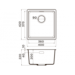 Мойка 34662 Omoikiri Kata 40-U-SA Artgranit 400x420 мм, подстольная, бежевый