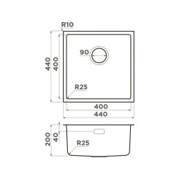 Мойка Omoikiri Tadzava 44-U/I Quadro-IN 34965, нержавеющая сталь, 440x440x200 мм, 1 мм, шумоподавляющая.