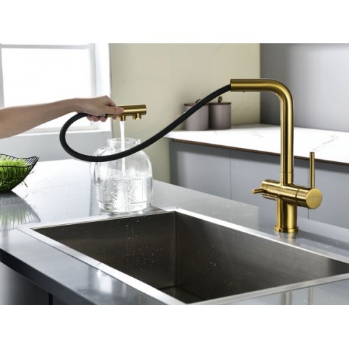 Смеситель Paulmark Serpentine Se213222-BG в брашированном золоте - Элегантность и качество для вашей ванной