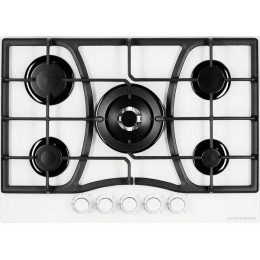 Газовая варочная панель Kuppersberg FG 73 W, 71 см, белая, стекло, 5 конфорок, WOK, 22980