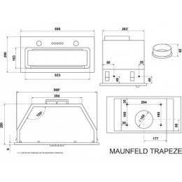 Вытяжка MAUNFELD TRAPEZE 602SGG 33481, полновстраиваемая, черный, 1150 м³/ч