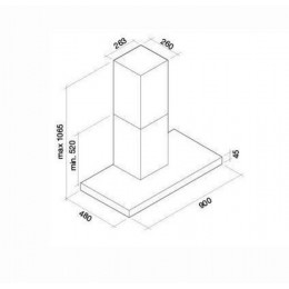 Вытяжка Falmec LUCE GLASS BLACK 90, SKU 10882, AISI 304, 1280 м3/ч, сенсорное управление