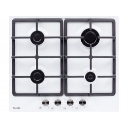 Газовая варочная панель GRAUDE GS 60.1 WM 59 см, белая, 4 конфорки, чугун. SKU 21886.