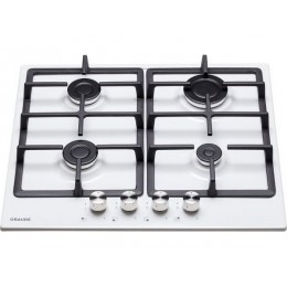 Газовая варочная панель GRAUDE GS 60.1 WM 59 см, белая, 4 конфорки, чугун. SKU 21886.
