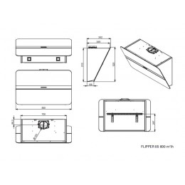 Вытяжка Falmec FLIPPER BLACK 85, SKU 24887, 1280 м3/ч, стекло, нерж. сталь