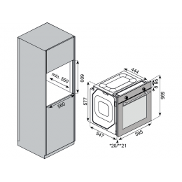 Духовой шкаф 60 см Kuppersberg HF 603 BX, черный/нержавейка, 80 л, 7 режимов, таймер, A, SKU 21988