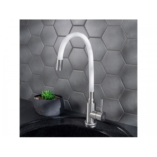 Смеситель Handmade SUS124W-016F, белый/нерж.сталь