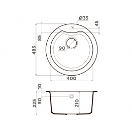Мойка Omoikiri Yasugata 48R-BE 34898 Tetogranit Ø485мм 10мм