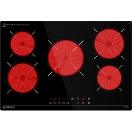 Варочная панель MEFERI 29302, электрическая 75 см, 5 конфорок, черная, стеклокерамика