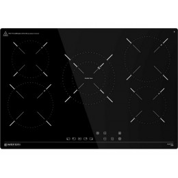 Варочная панель MEFERI 29302, электрическая 75 см, 5 конфорок, черная, стеклокерамика