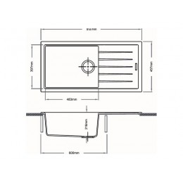 Мойка Longran Ultra ULS914.457 - 23011, гранит, врезная, 1 чаша, 914x457 мм
