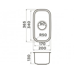 Мойка 34712 Omoikiri Omi 20-U-IN, подстольная, нержавеющая сталь, 200x365x130 мм
