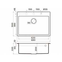 Мойка 35024 Omoikiri Tedori 68-SA Tetogranit, 680x500 мм, бежевый