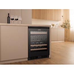 Винный шкаф Gorenje WCU68F6BG4WF 35426, встраиваемый, черный, 126 л, 2 зоны, Wi-Fi