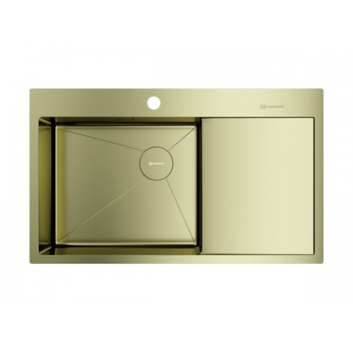 Мойка Omoikiri Akisame 86-L Side-LG из нержавеющей стали с отделкой светлое золото (4997045) - Элегантность и функциональность для вашей кухни