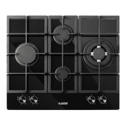 Варочная панель EXITEQ PF 640 STGB-E/А газовая 60 см, чёрная, 4 конфорки, стекло, чугунные решётки, WOK. SKU 7539.